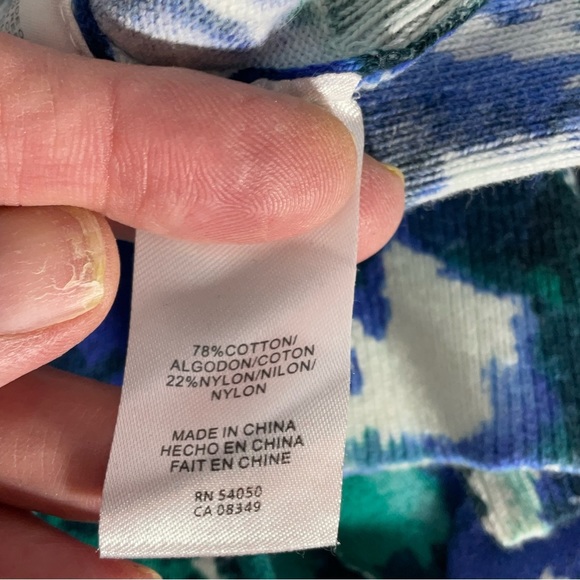 Jones New York Blue Green White 3/4 Sleeves Button Up Sweater Round Neck Size M - Picture 15 of 16